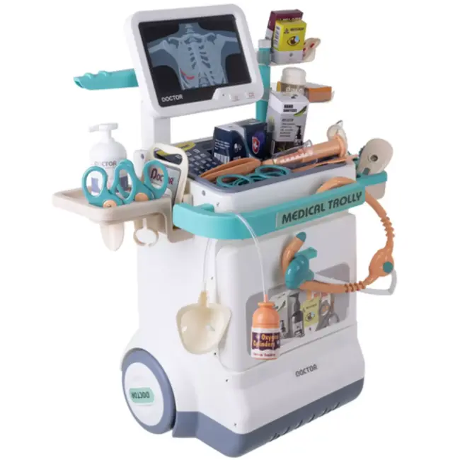 Ruhhy kinderdoktersset 26-delig – medische trolley met ECG, röntgen, licht en geluid voor rollenspel