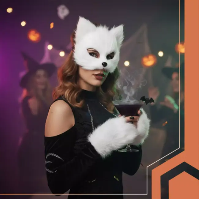 Ruhhy Witte verkleedset kat of vos – 4-delig met masker, staart, handschoenen en pootjes van zacht pluche