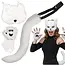 Ruhhy Witte verkleedset kat of vos – 4-delig met masker, staart, handschoenen en pootjes van zacht pluche