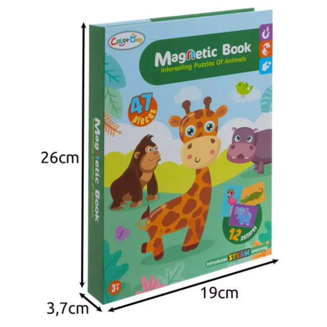 Ruhhy Educatieve magnetische puzzel met Afrikaanse dieren – Montessori speelgoed met 47 magneten en 6 kaarten