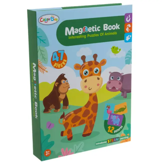 Ruhhy Educatieve magnetische puzzel met Afrikaanse dieren – Montessori speelgoed met 47 magneten en 6 kaarten