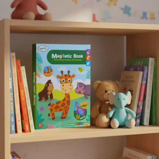 Ruhhy Educatieve magnetische puzzel met Afrikaanse dieren – Montessori speelgoed met 47 magneten en 6 kaarten