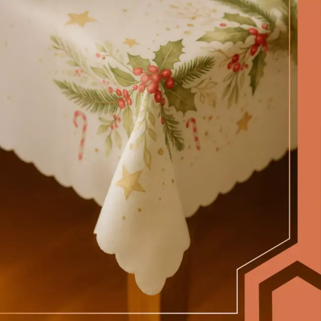 Ruhhy kersttafelkleed wit 220x140 cm – elegant, vlekafstotend en herbruikbaar tafelkleed voor kerst