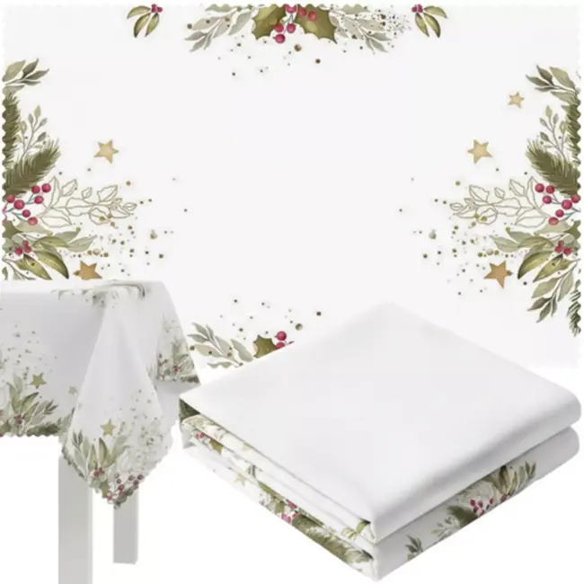 Ruhhy kersttafelkleed wit 220x140 cm – elegant, vlekafstotend en herbruikbaar tafelkleed voor kerst