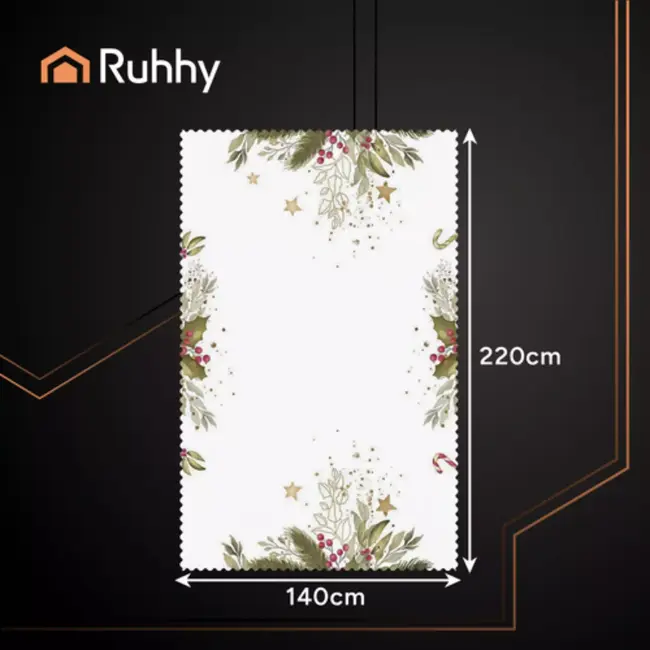 Ruhhy kersttafelkleed wit 220x140 cm – elegant, vlekafstotend en herbruikbaar tafelkleed voor kerst