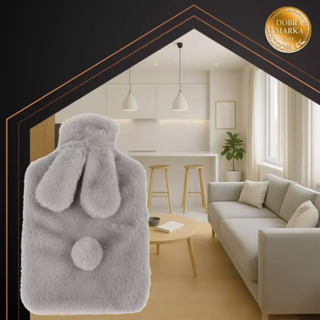 Ruhhy Warmwaterkruik 1.8L – 33 × 21 cm – zachte pluche hoes, langdurige warmte en pijnverlichting voor thuisgebruik