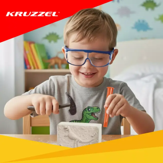Kruzzel dinosaurus opgraafset 6-in-1 – educatief fossielen speelgoed met gereedschap voor jonge ontdekkers