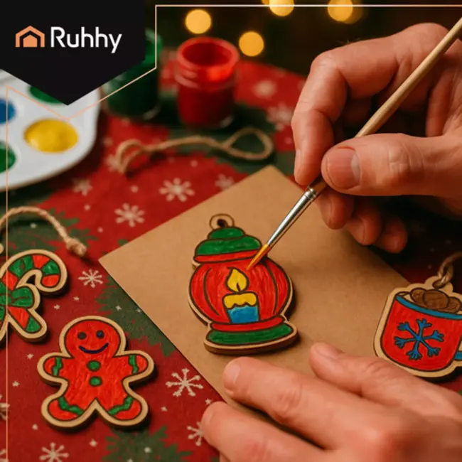 Ruhhy houten kerstballen set 24 stuks – DIY kerstornamenten met touwtjes en natuurlijke motieven