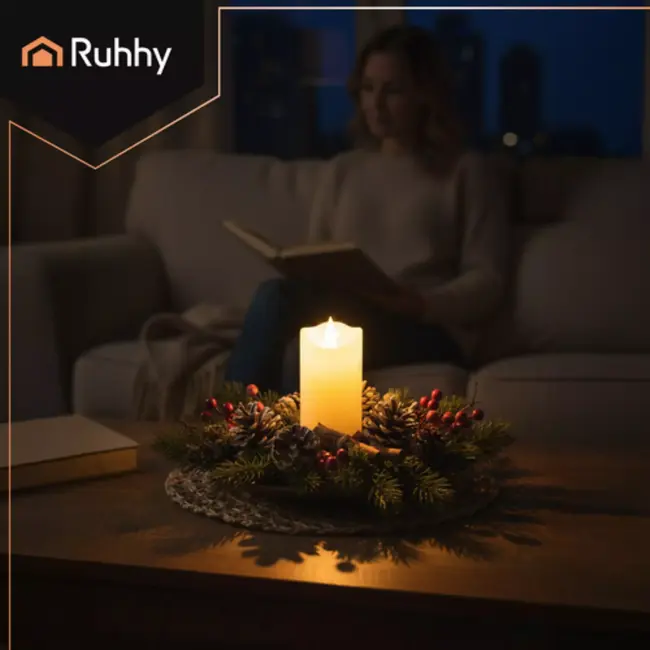 Ruhhy LED-kaars 12,5×5 cm – veilige, rookvrije elektronische kaars met warm wit licht voor decoratie