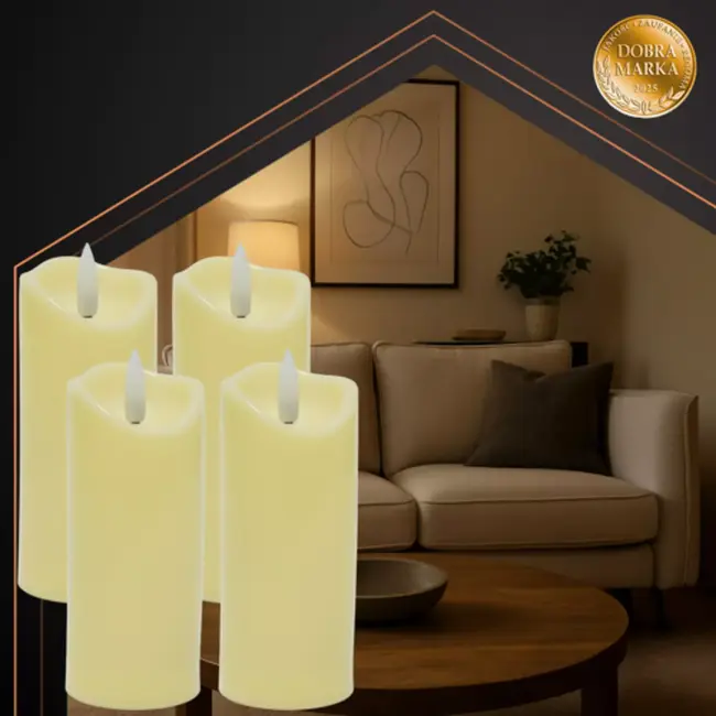 Ruhhy LED-kaarsen 4×12,5 cm – veilige, rookvrije batterijkaarsen met realistisch vlam-effect