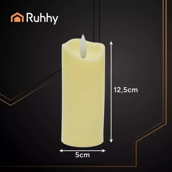 Ruhhy LED-kaarsen 4×12,5 cm – veilige, rookvrije batterijkaarsen met realistisch vlam-effect