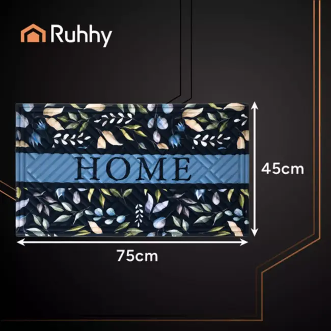 Ruhhy deurmat 75×45 cm – duurzame antislip mat met “HOME”-ontwerp voor binnen en buiten