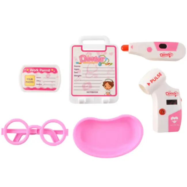 Ruhhy doktersset roze trolley 18-delig – educatief kinderspeelgoed met licht- en geluidseffecten, medische accessoires en wieltjes