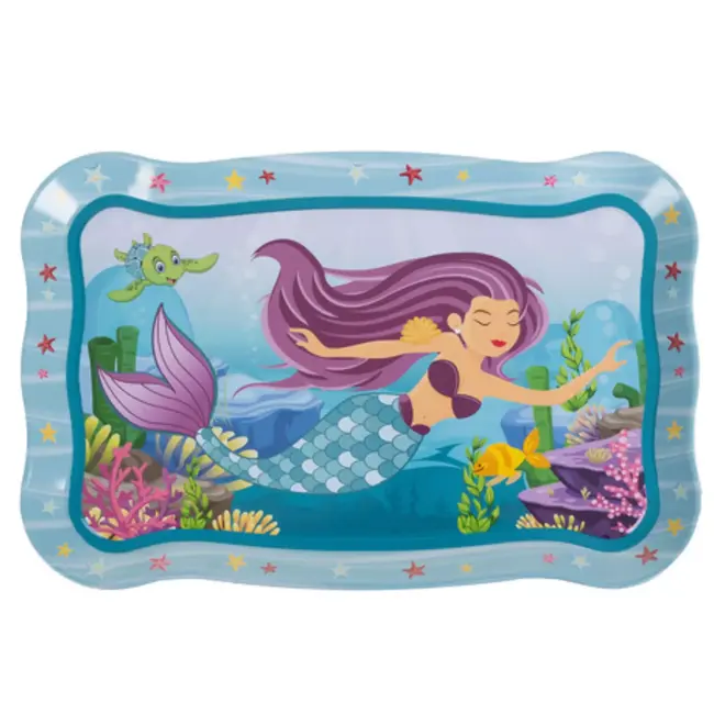 Ruhhy theeset kinderen 9-delig – metalen zeemeermin theeservies met kopjes, bordjes, dienblad en draagkoffer