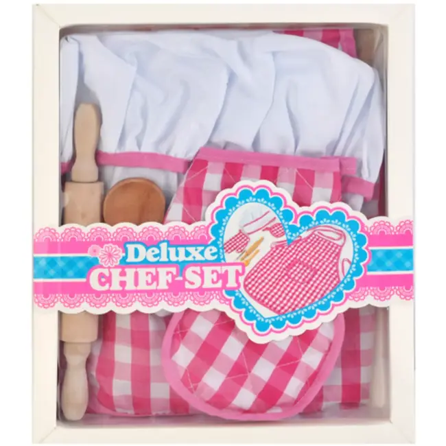 Ruhhy kinderkookset 7-delig – educatieve speelset met schort, muts en houten kookgerei voor kinderen