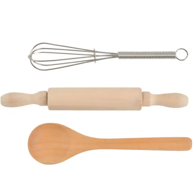 Ruhhy kinderkookset 7-delig – educatieve speelset met schort, muts en houten kookgerei voor kinderen