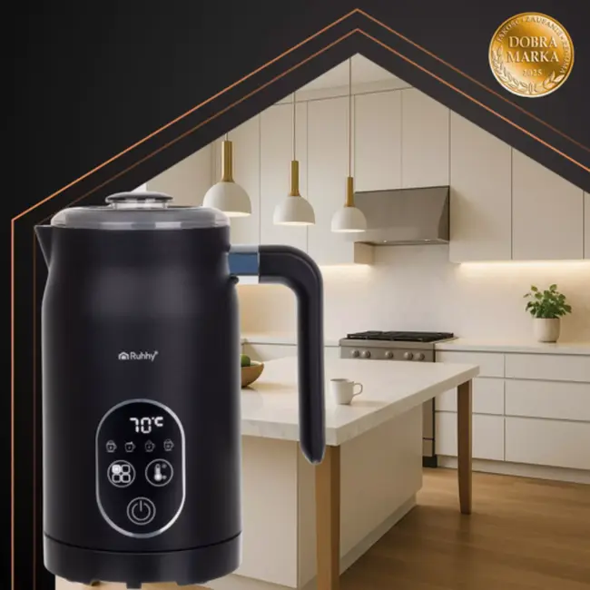 Ruhhy melkopschuimer 500W – elektrische melkopschuimer met LED-display, 4 temperatuurstanden