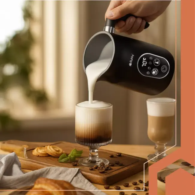 Ruhhy melkopschuimer 500W – elektrische melkopschuimer met LED-display, 4 temperatuurstanden