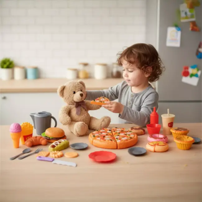 Ruhhy fastfood speelgoedset 42-delig – pizza, friet, hamburger en kookaccessoires voor kinderen