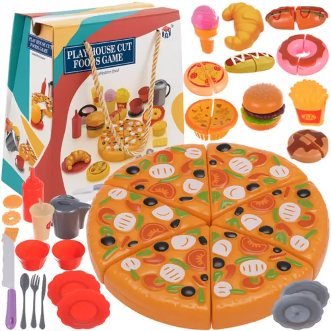 Ruhhy fastfood speelgoedset 42-delig – pizza, friet, hamburger en kookaccessoires voor kinderen