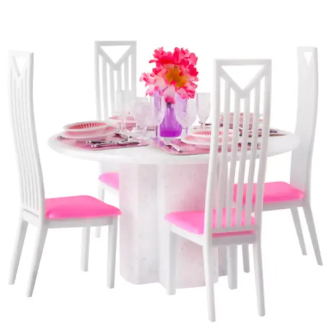 Ruhhy poppen meubelset – 43-delig met tafel, stoelen en servies voor poppenhuis