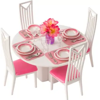 Ruhhy Poppen meubelset – 43-delig met tafel, stoelen en servies voor poppenhuis