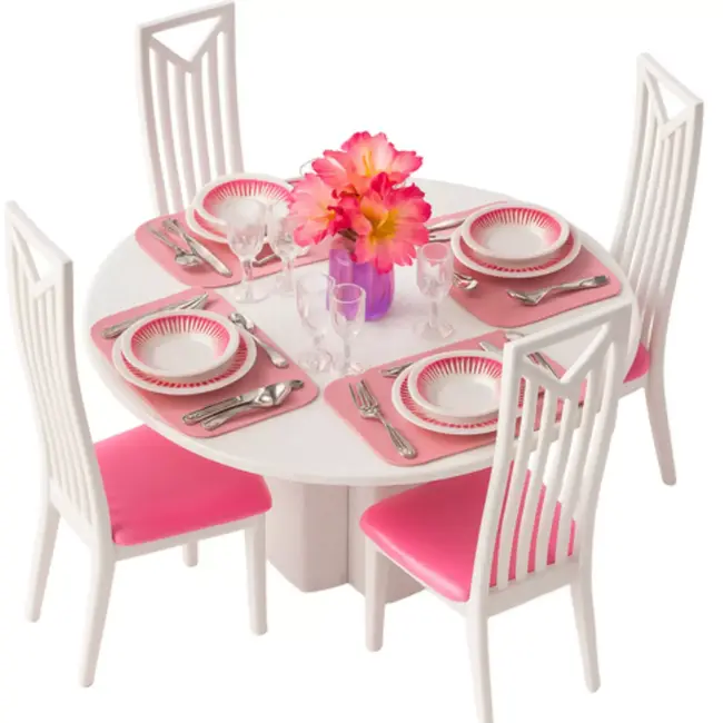 Ruhhy poppen meubelset – 43-delig met tafel, stoelen en servies voor poppenhuis