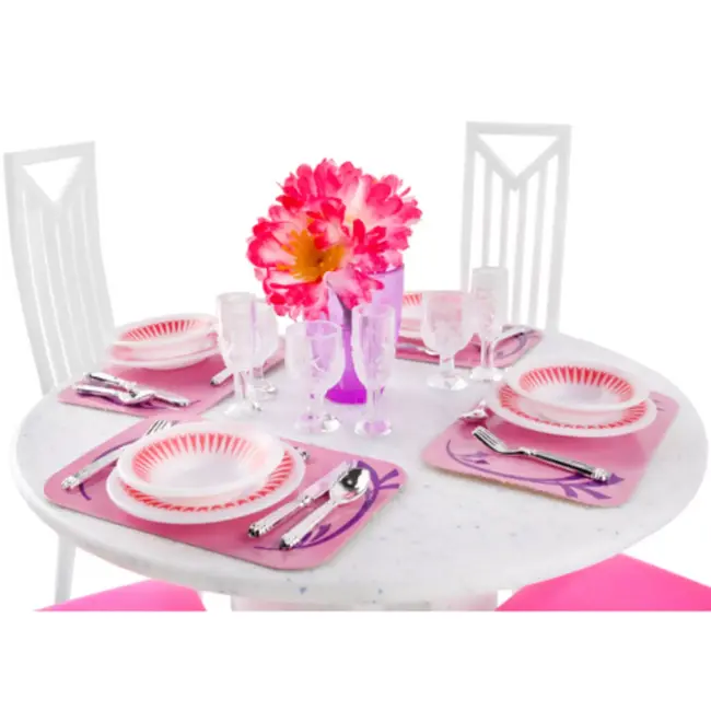Ruhhy poppen meubelset – 43-delig met tafel, stoelen en servies voor poppenhuis