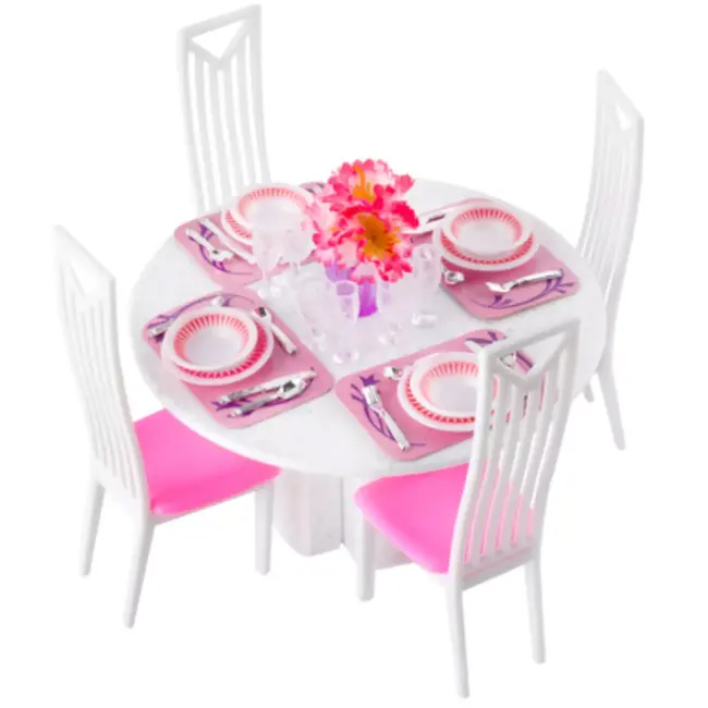 Ruhhy poppen meubelset – 43-delig met tafel, stoelen en servies voor poppenhuis
