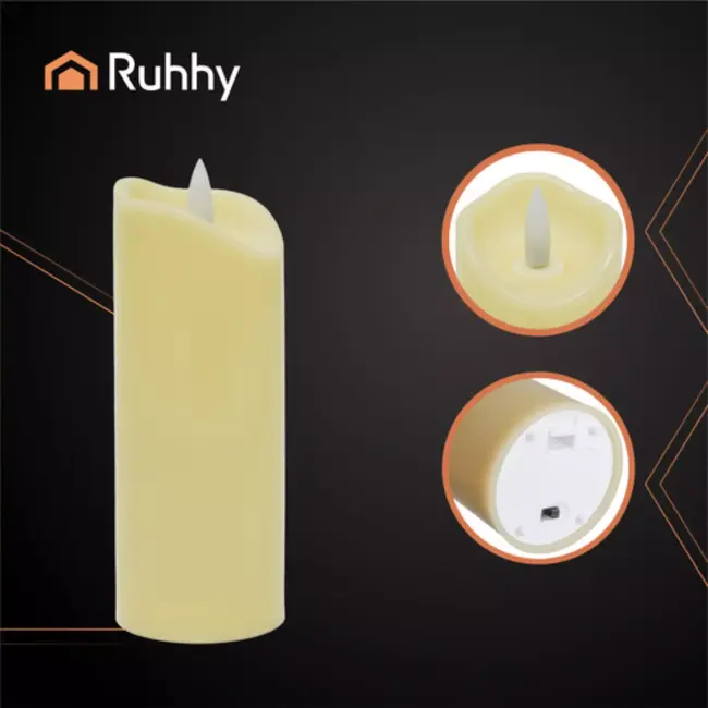 Ruhhy Realistische LED kaars 15x5 cm met flikkerend warm licht
