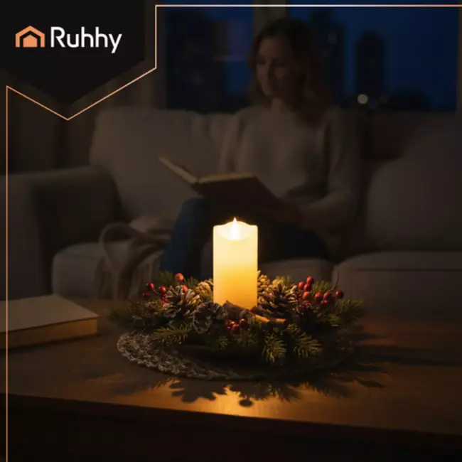 Ruhhy Realistische LED kaars 15x5 cm met flikkerend warm licht