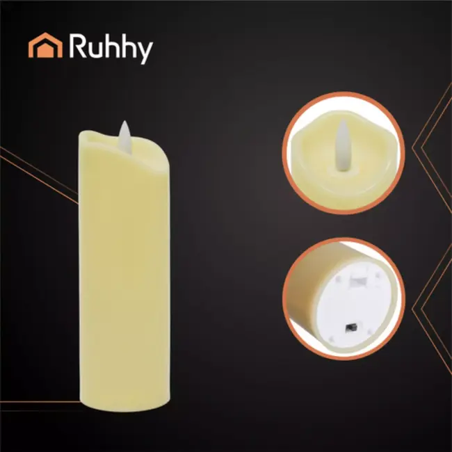Ruhhy Sfeervolle LED kaars 17x5 cm met realistisch flikkerend warm wit licht, veilig IP20 voor binnen en decoratie
