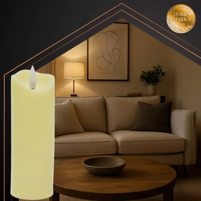 Ruhhy Sfeervolle LED kaars 17x5 cm met realistisch flikkerend warm wit licht, veilig IP20 voor binnen en decoratie