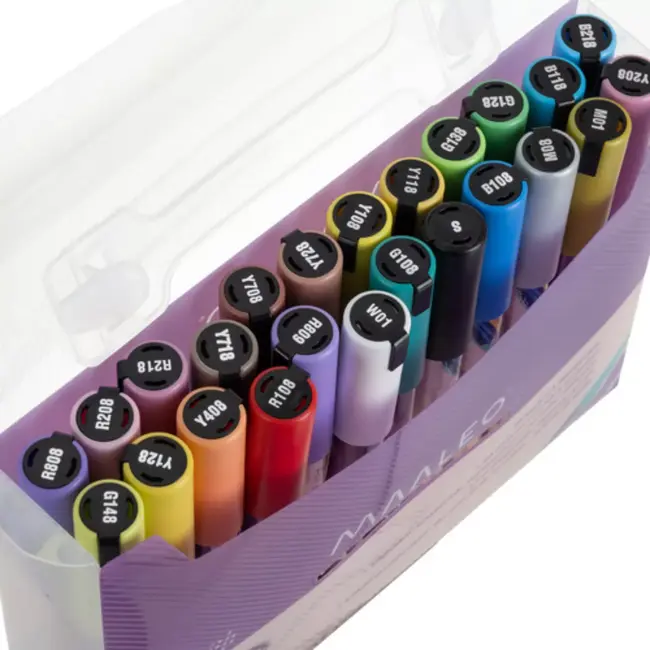 Maaleo acrylstiften 24 kleuren – sneldrogende markers voor papier, glas en textiel