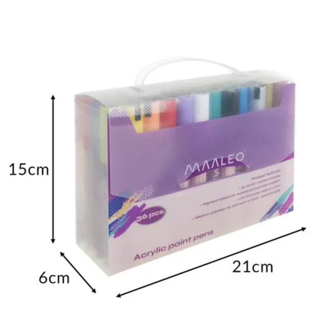 Maaleo acrylstiften 36 kleuren – sneldrogende verfmarkers voor papier, hout en textiel
