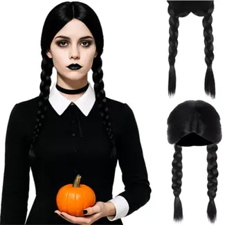 Soulima Lange damespruik met vlechten – zwart, natuurlijk en comfortabel te dragen