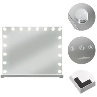 Soulima LED make-up spiegel 80x62 cm – verstelbaar licht en 10x vergrotende spiegel