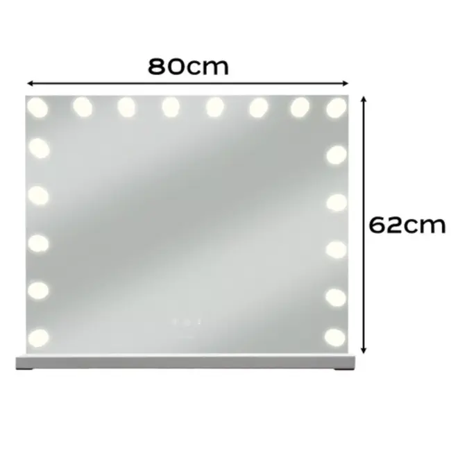 Soulima LED make-up spiegel 80x62 cm – verstelbaar licht en 10x vergrotende spiegel