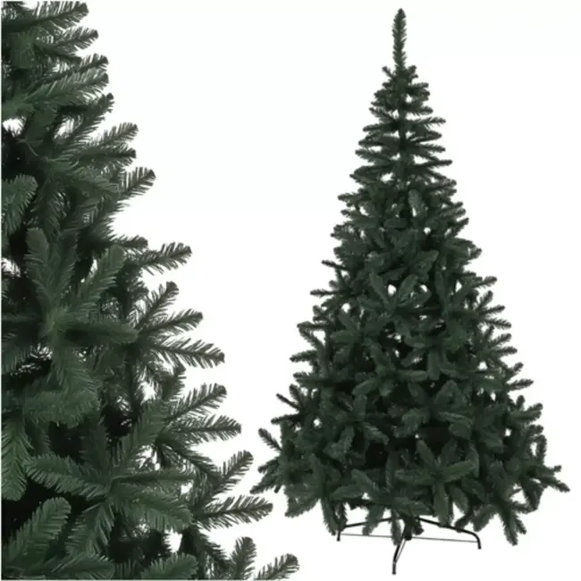 Ruhhy kunstkerstboom 210 cm – realistische groene kerstboom met dunne naalden, metalen standaard en natuurlijke uitstraling