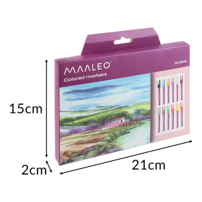 Maaleo Acrylstiften set van 12 – decoratieve waterdichte verfmarkers voor glas, hout, textiel en creatieve DIY-projecten
