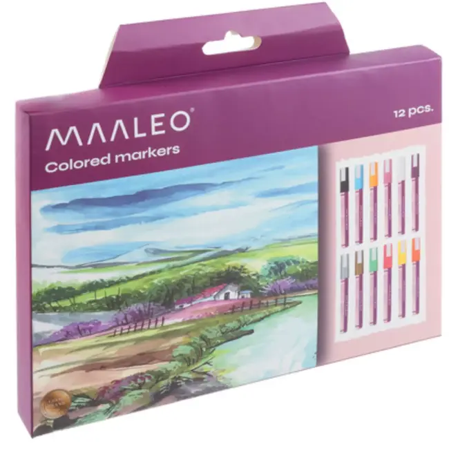 Maaleo Acrylstiften set van 12 – decoratieve waterdichte verfmarkers voor glas, hout, textiel en creatieve DIY-projecten