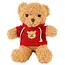 Kruzzel Zachte teddybeer 30 cm – lichtbruine pluche beer met rode trui, veilig voor kinderen