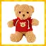 Kruzzel Zachte teddybeer 30 cm – lichtbruine pluche beer met rode trui, veilig voor kinderen