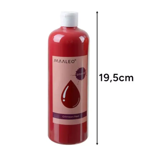 Maaleo plakkaatverf set – 18 intense kleuren van 500 ml, veilige waterverf voor school en hobby
