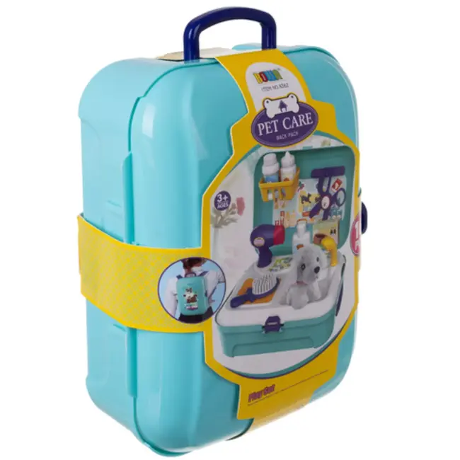 Ruhhy hondensalon speelset – pluche hond met accessoires in draagbare rugzak voor kinderen