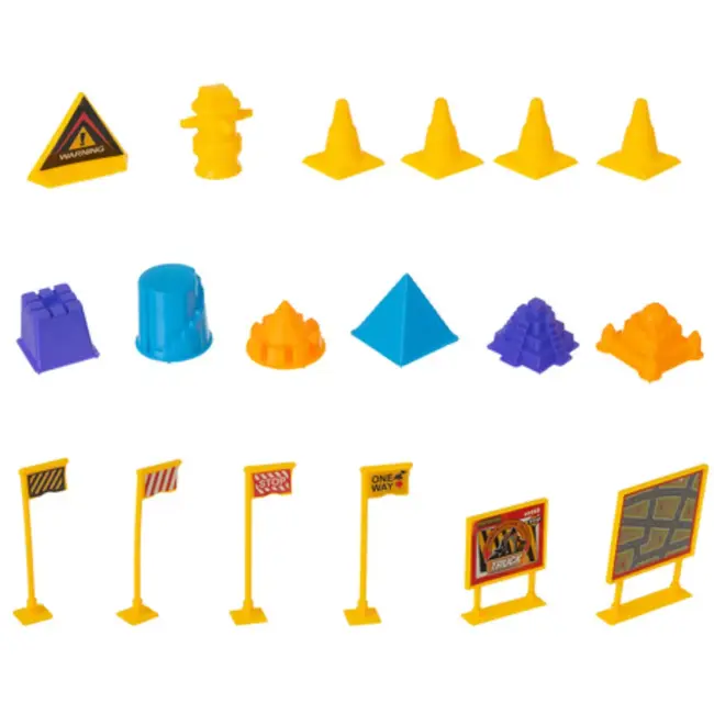 Ruhhy kinetisch zand bouwset – XXL constructiekoffer met 750 g zand, kraan, voertuigen en accessoires