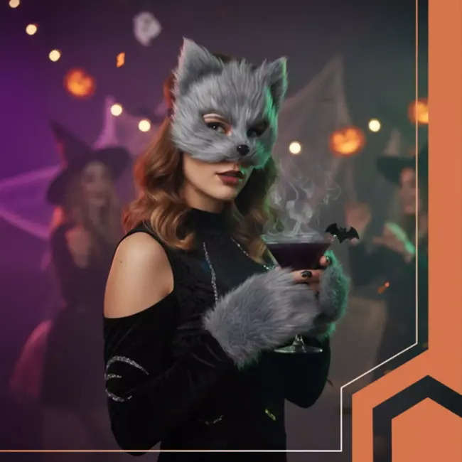 Ruhhy Grijze verkleedset kat of vos – 4-delig met masker, staart, handschoenen en pootjes van zacht pluche