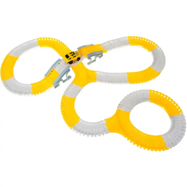 Ruhhy Racebaan bouwset – 255-delige autoweg met voertuigen, kraan en accessoires