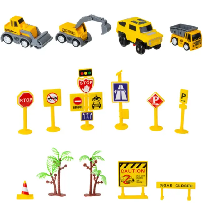 Ruhhy Racebaan bouwset – 255-delige autoweg met voertuigen, kraan en accessoires