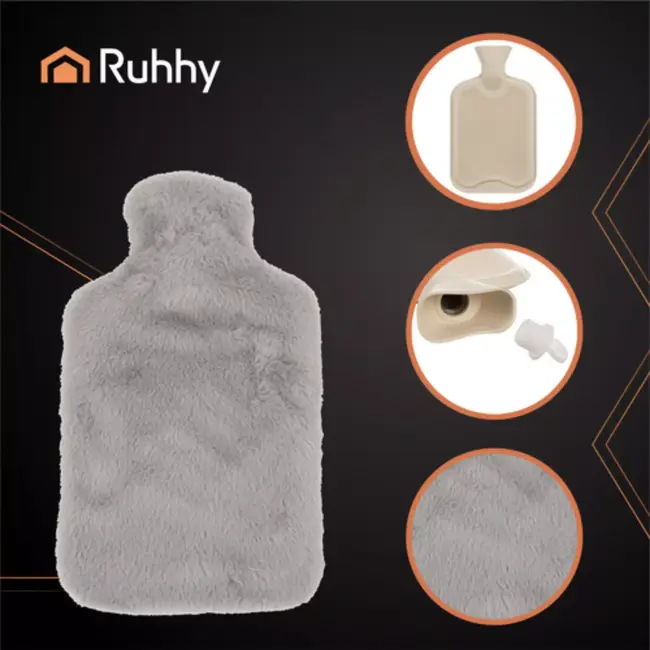 Ruhhy warmwaterkruik 3,5L – zachte pluche hoes, langdurige warmte en verlichting bij pijn